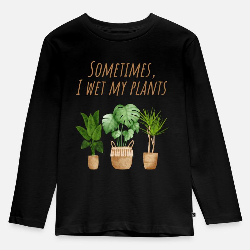 Pflanzen - Kinder Premium Bio Langarmshirt - Schwarz