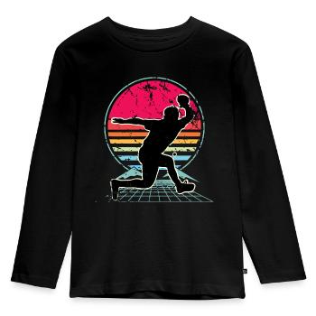 Tischtennis - Kinder Premium Bio Langarmshirt - Schwarz - Vorne - AI Model Kid Male (0cm)