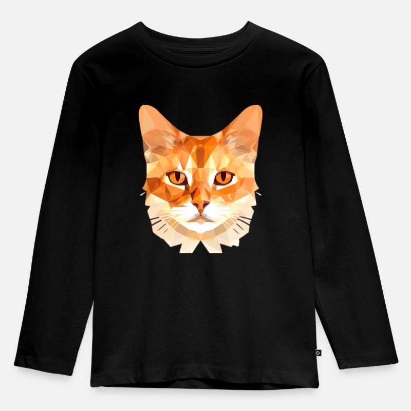 Polygon Cat - Kinder Premium Bio Langarmshirt - Schwarz