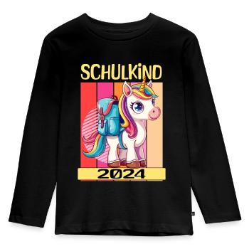 Écolier 2024 Licorne École Élève - T-shirt manches longues Premium Enfant - noir - Devant - AI Model Kid Male (0cm)
