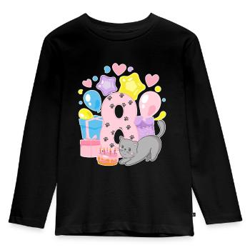 Chemise d’anniversaire Chaton enfin fille de 8 ans - T-shirt manches longues Premium Enfant - noir - Devant - AI Model Kid Male (0cm)