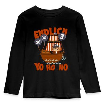 Piratenschiff Endlich 3 Jahre Junge Geburtstagidee - Kinder Premium Bio Langarmshirt - Schwarz - Vorne - AI Model Kid Male (0cm)