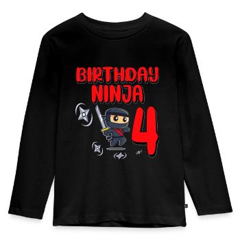 Birthday Ninja 4 Years Old Bday Party Gift Ninja - Kinder Premium Bio Langarmshirt - Schwarz - Vorne - AI Model Kid Male (0cm)