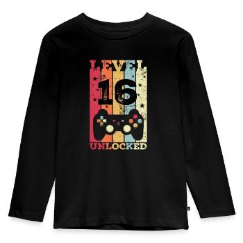 16. Geburtstag 16 Jahre Gamer - Kinder Premium Bio Langarmshirt - Schwarz - Vorne - AI Model Kid Male (0cm)