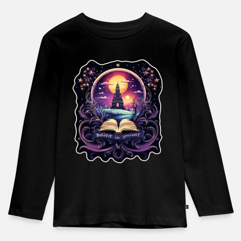 Glaube an dich selbst - Kinder Premium Bio Langarmshirt - Schwarz