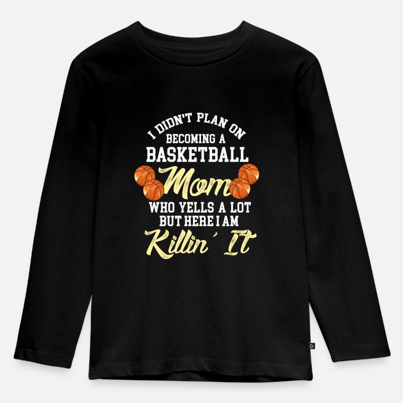 Basketball Mama - Kinder Premium Bio Langarmshirt - Schwarz