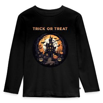 Halloween Spooky House Trick or treat - Kids' Premium Longsleeve Shirt - black - Front - AI Model Kid Male (0cm)