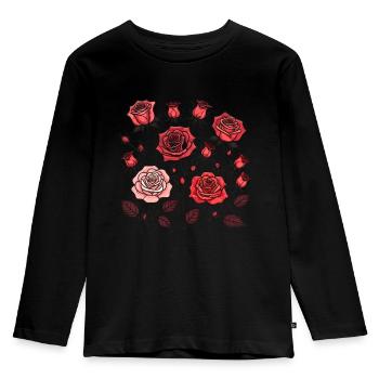 Rote Rosen - Kinder Premium Bio Langarmshirt - Schwarz - Vorne - AI Model Kid Male (0cm)