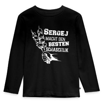 Sergej macht den besten Schaschlik Grill Geschenk - Kinder Premium Bio Langarmshirt - Schwarz - Vorne - AI Model Kid Male (0cm)