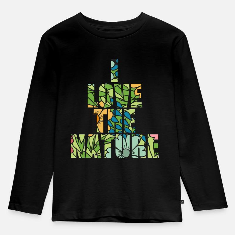 i love the nature - Kinder Premium Bio Langarmshirt - Schwarz