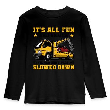 Abschleppwagen | Abschlepper Auto Panne Geschenke - Kinder Premium Bio Langarmshirt - Schwarz - Vorne - AI Model Kid Male (0cm)