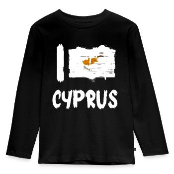 I love Cyprus / Ich Liebe Zypern Land Länder - Kinder Premium Bio Langarmshirt - Schwarz - Vorne - AI Model Kid Male (0cm)