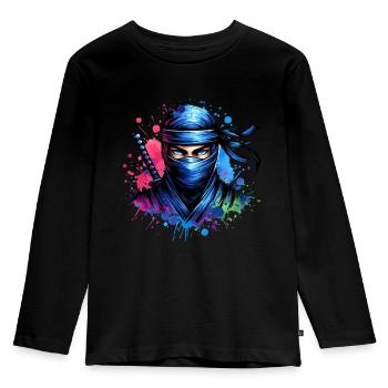 Ninja - T-shirt manches longues Premium Enfant - noir - Devant - AI Model Kid Male (0cm)