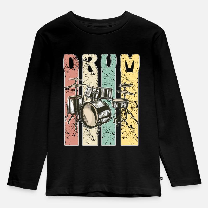 DRUM - Kinder Premium Bio Langarmshirt - Schwarz