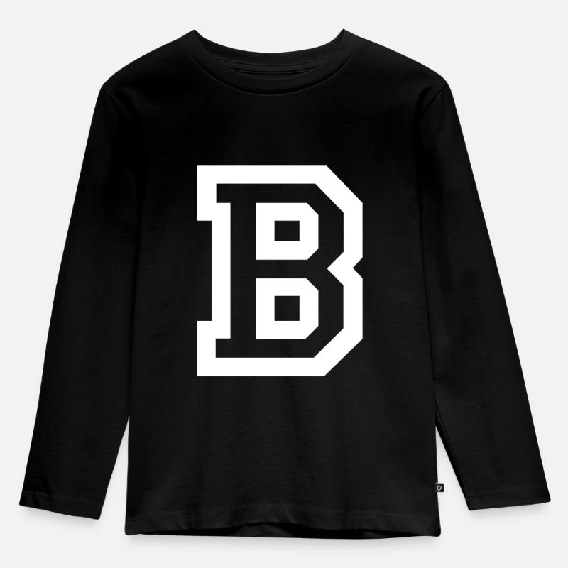 Buchstabe B - Kinder Premium Bio Langarmshirt - Schwarz