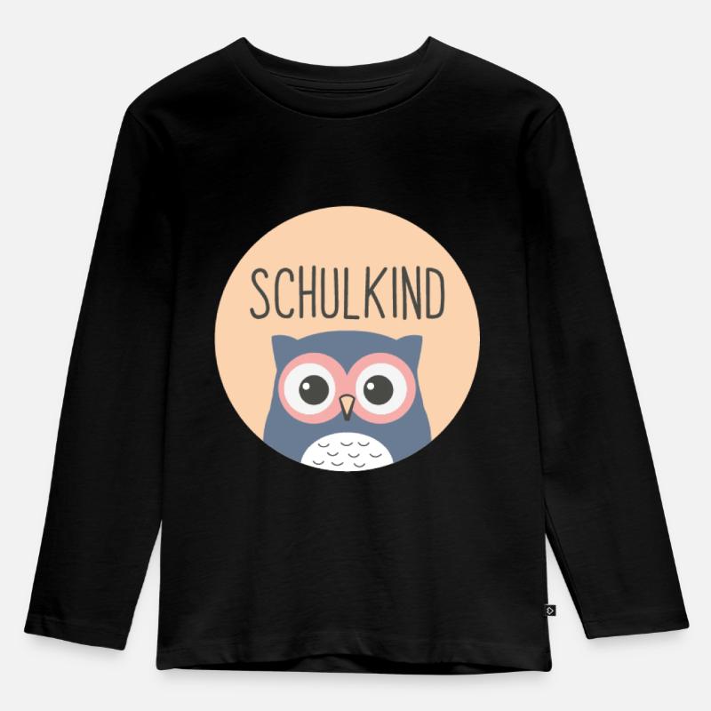 Geschenk Schulkind - Schulstart -Junge & Mädchen - Kinder Premium Bio Langarmshirt - Schwarz