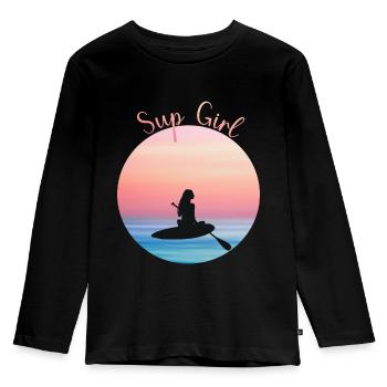 SUP- Stand up Paddle Girl, Silhouette - T-shirt manches longues Premium Enfant - noir - Devant - AI Model Kid Male (0cm)