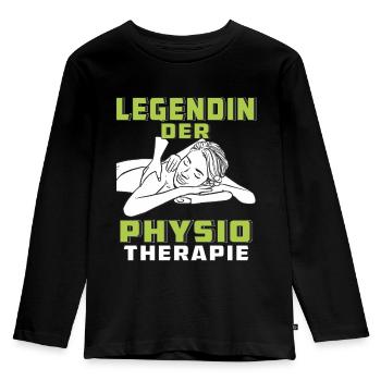 LEGENDIN DER PHYSIOTHERAPIE - Kinder Premium Bio Langarmshirt - Schwarz - Vorne - AI Model Kid Male (0cm)