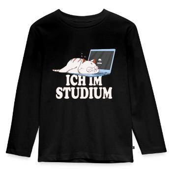 Ich im Studium schlafende katze - Kinder Premium Bio Langarmshirt - Schwarz - Vorne - AI Model Kid Male (0cm)
