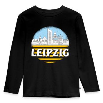 LEIPZIG - Kinder Premium Bio Langarmshirt - Schwarz - Vorne - AI Model Kid Male (0cm)