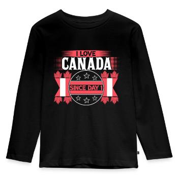 Origine de la feuille d’érable du Canada - T-shirt manches longues Premium Enfant - noir - Devant - AI Model Kid Male (0cm)