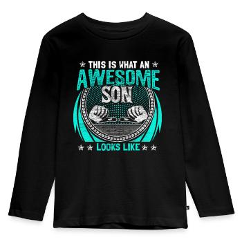 Fils Famille Parents - T-shirt manches longues Premium Enfant - noir - Devant - AI Model Kid Male (0cm)