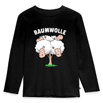 Baumwolle Schafe am Baum Wortwitz - Kinder Premium Bio Langarmshirt - Schwarz - Vorne - AI Model Kid Male (0cm)