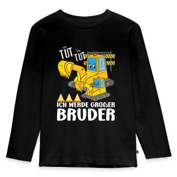 Ich Werde Großer Bruder Verkündung Bagger Brüder - Kinder Premium Bio Langarmshirt - Schwarz - Vorne - AI Model Kid Male (0cm)