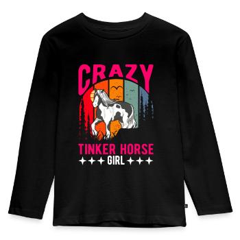 Crazy Tinker Horse Girl Irish Tinker - Kids' Premium Longsleeve Shirt - black - Front - AI Model Kid Male (0cm)
