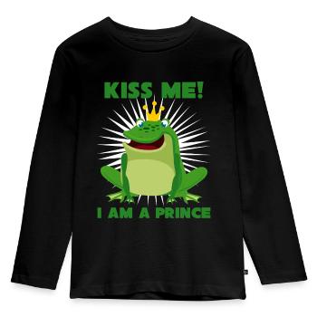 Frog Tadpole Prince Frogs - Kids' Premium Longsleeve Shirt - black - Front - AI Model Kid Male (0cm)