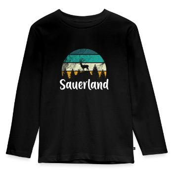 Sauerland - Kinder Premium Bio Langarmshirt - Schwarz - Vorne - AI Model Kid Male (0cm)