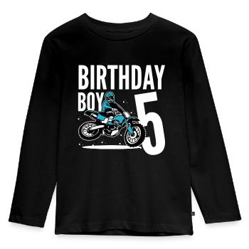 Ich werde 5 Kindergeburtstag Junge Biker Motorrad - Kinder Premium Bio Langarmshirt - Schwarz - Vorne - AI Model Kid Male (0cm)