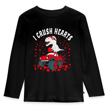 Valentines Day Monster Truck kids I Crush Hearts - Kids' Premium Longsleeve Shirt - black - Front - AI Model Kid Male (0cm)