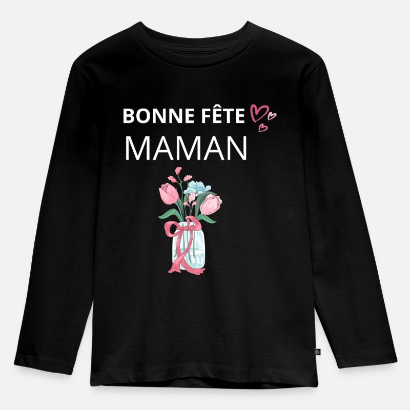 Schönen Muttertag - Kinder Premium Bio Langarmshirt - Schwarz