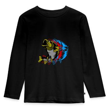 Pike-perch fish Predatory fish Anglers Nature - Kids' Premium Longsleeve Shirt - black - Front - AI Model Kid Male (0cm)