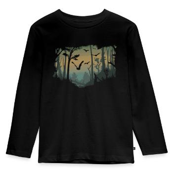 Fledermäuse im Wald - Kinder Premium Bio Langarmshirt - Schwarz - Vorne - AI Model Kid Male (0cm)