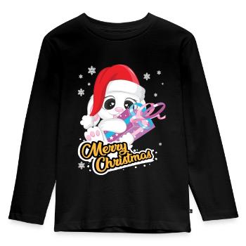 lapin mignon, joyeux Noël, Noël, Nicholas - T-shirt manches longues Premium Enfant - noir - Devant - AI Model Kid Male (0cm)