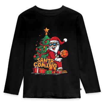 Christmas Santa Claus St. Nicholas Basketball - Kids' Premium Longsleeve Shirt - black - Front - AI Model Kid Male (0cm)