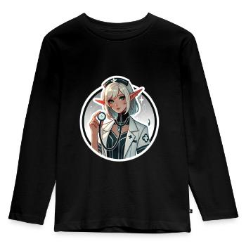Fantasy-Elfe Krankenschwester Anime Medizin Kunst - Kinder Premium Bio Langarmshirt - Schwarz - Vorne - AI Model Kid Male (0cm)