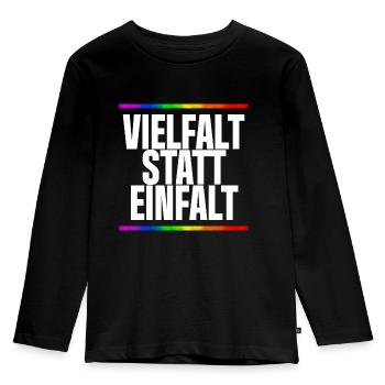 VIELFALT STATT EINFALT - Kinder Premium Bio Langarmshirt - Schwarz - Vorne - AI Model Kid Male (0cm)