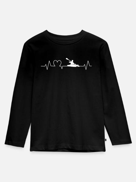 Kayak battements de coeur cadeau pour kayakiste - Premium økologisk langærmet T-shirt til børn - sort