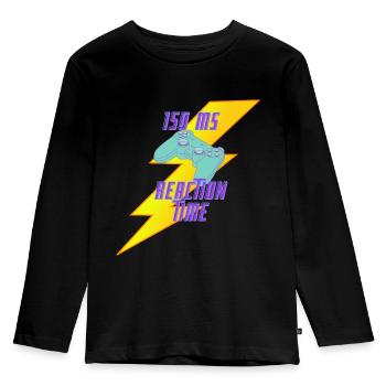 150 MS Reaction Time Shirt für Gamer - Kinder Premium Bio Langarmshirt - Schwarz - Vorne - AI Model Kid Male (0cm)