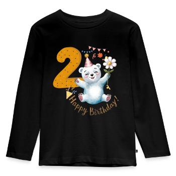 Child Polar Bear 2 Years 2nd Birthday - Kids' Premium Longsleeve Shirt - black - Front - AI Model Kid Male (0cm)