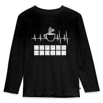 Herzschlag EKG Kaffee Puls Café Coffein Geschenk - Kinder Premium Bio Langarmshirt - Schwarz - Vorne - AI Model Kid Male (0cm)