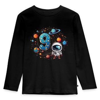 9th Birthday Astronaut Cosmonaut - Kids' Premium Longsleeve Shirt - black - Front - AI Model Kid Male (0cm)