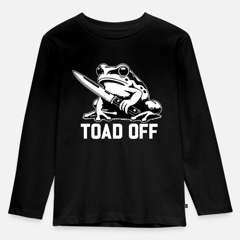 Vintage Frog Toad Meme Grumpy Frog Don't Toad Me - Kids' Premium Longsleeve Shirt - black