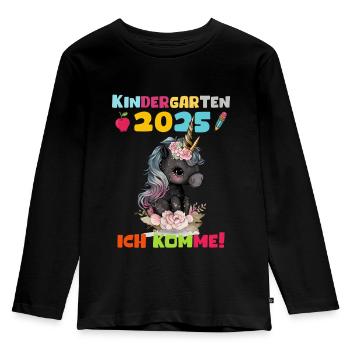 Kindergarten 2025 Girl Gift Kita 2025 Decoration - Kids' Premium Longsleeve Shirt - black - Front - AI Model Kid Male (0cm)