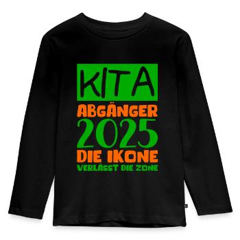 Abschied Kindergarten 2025 Geschenk Mädchen Jungen - Kinder Premium Bio Langarmshirt - Schwarz - Vorne - AI Model Kid Male (0cm)