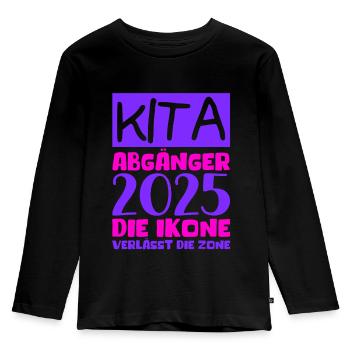 Abschied Kindergarten 2025 Geschenk Mädchen Jungen - Kinder Premium Bio Langarmshirt - Schwarz - Vorne - AI Model Kid Male (0cm)