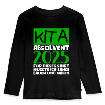Abschied Kindergarten 2025 Geschenk Mädchen Jungen - Kinder Premium Bio Langarmshirt - Schwarz - Vorne - AI Model Kid Male (0cm)